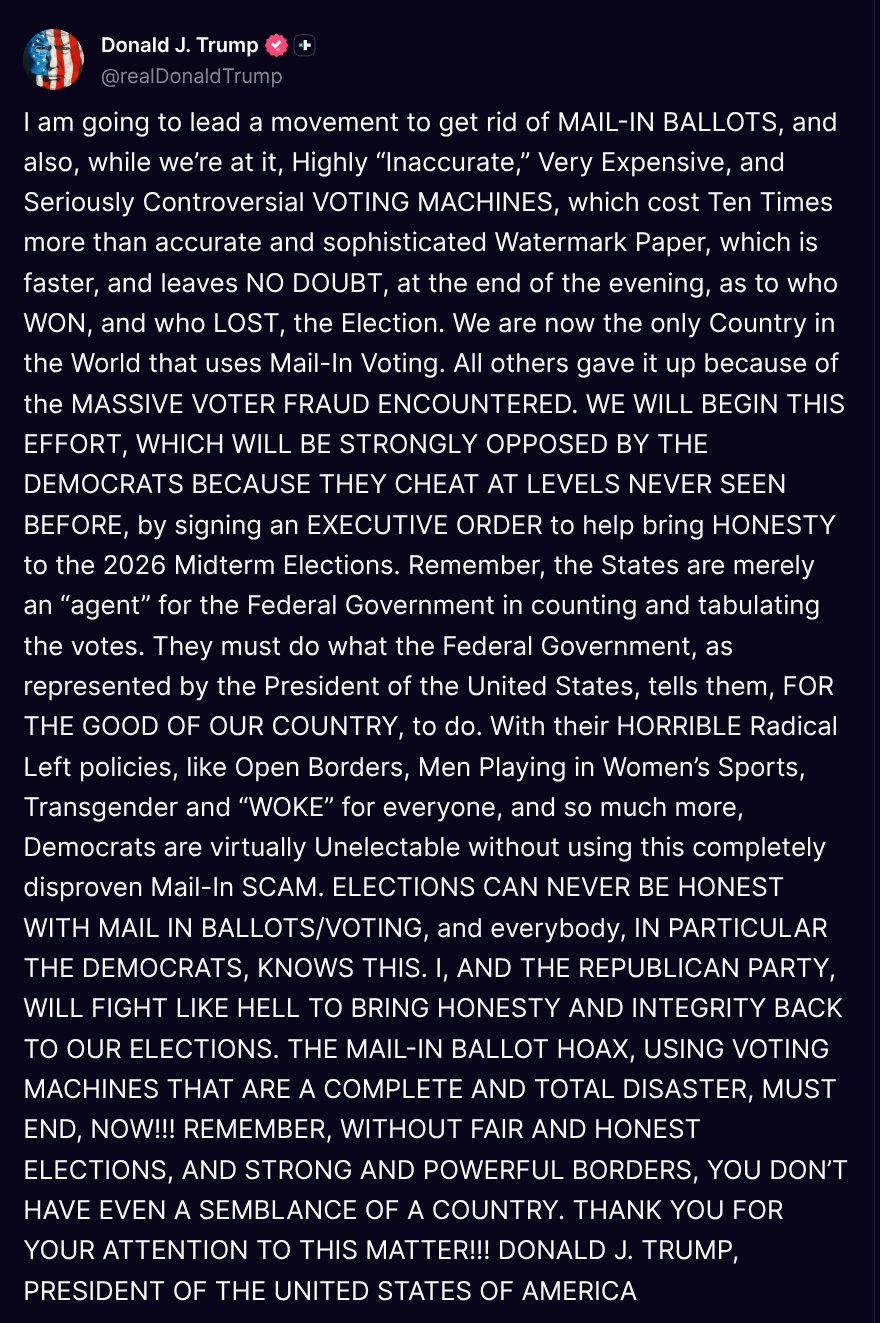 Trump Vows to Eliminate Mail-In Ballots