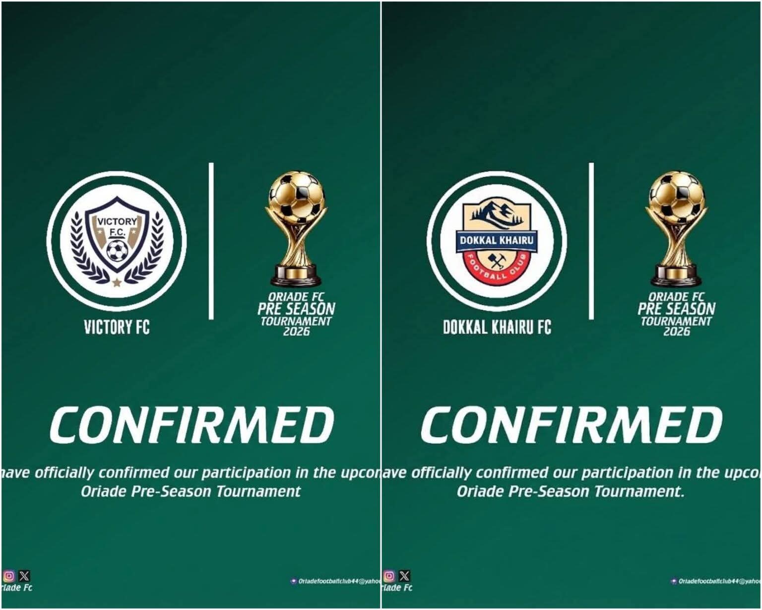 CONFIRMED: VICTORY FC AND DOKKAL KHAIRU FC LEAD THE CHARGE FOR ORIADE FC PRE-SEASON TOURNAMENT (2ND EDITION)