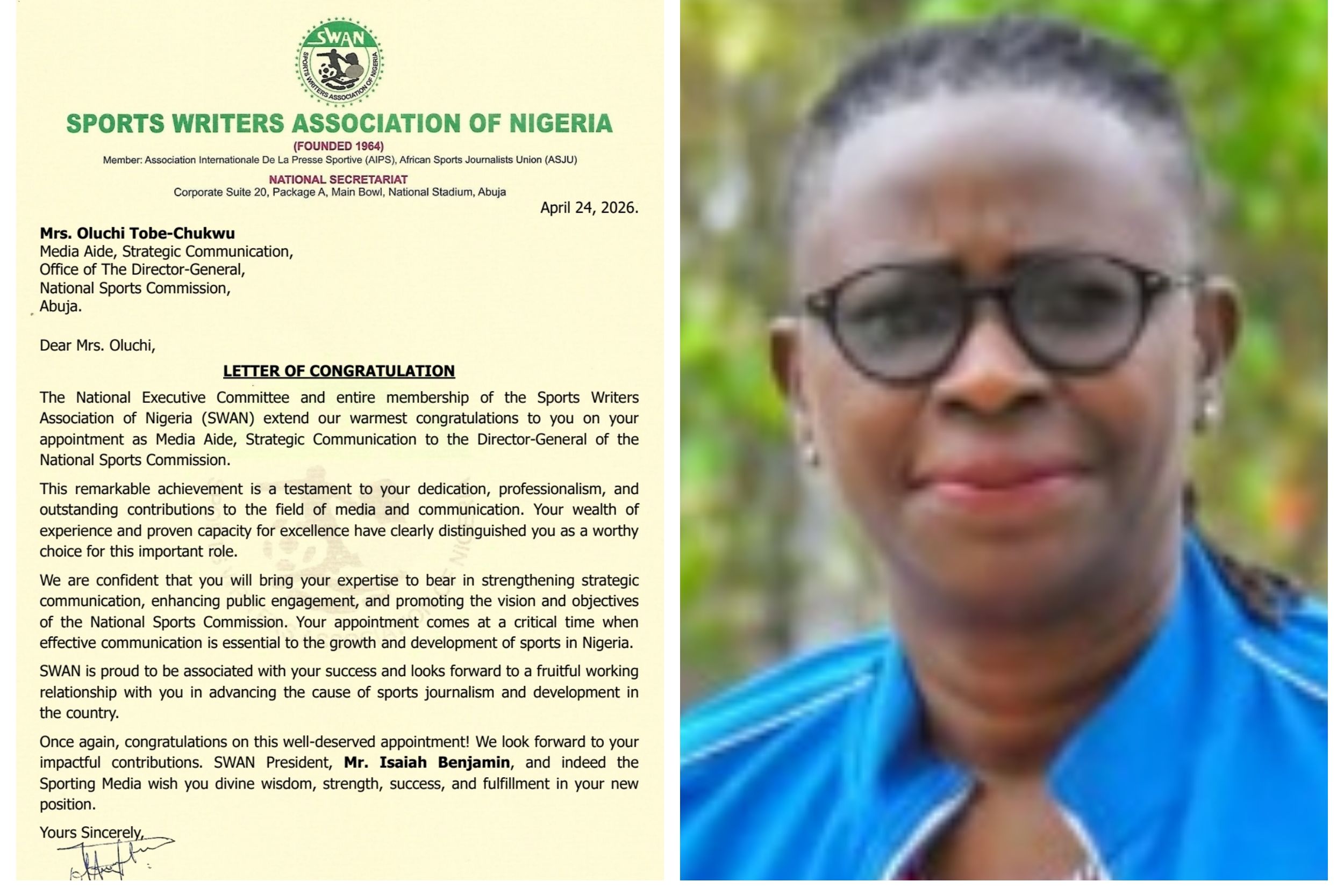 SWAN Felicitates Oluchi Tobe-Chukwu on NSC Appointment, Backs Strategic Communication Drive