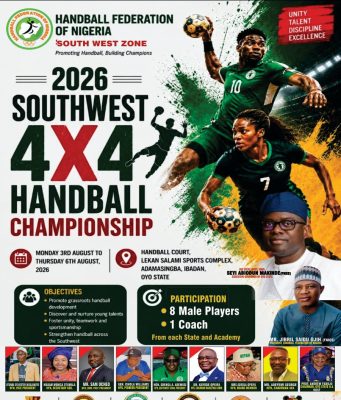 IBADAN TO HOST 2026 SOUTHWEST 4×4 HANDBALL CHAMPIONSHIP AT ADAMASINGBA STADIUM